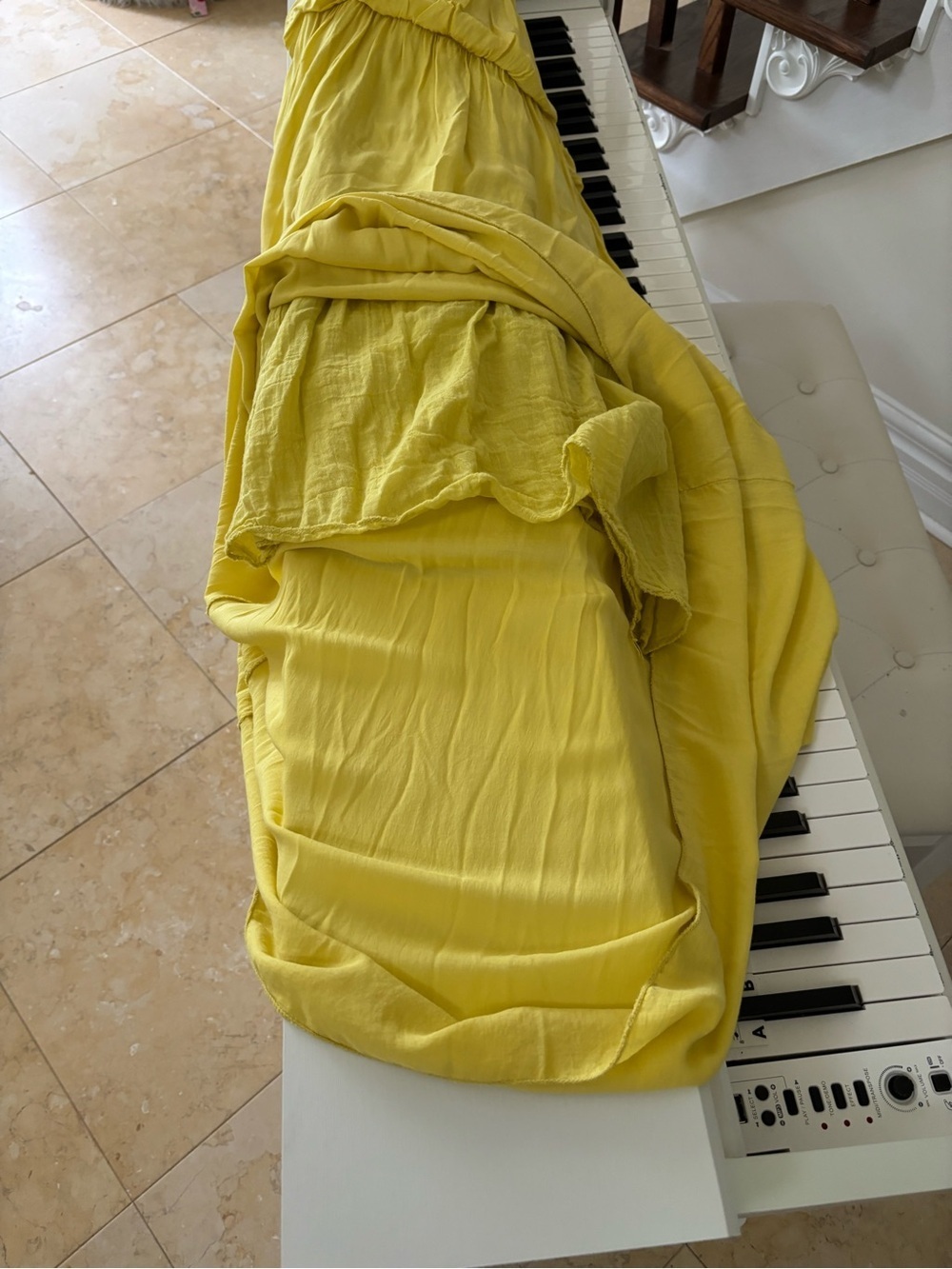 New Collection Viscose Yellow Ruffled Tank Maxi Dress - Picture 12 of 13